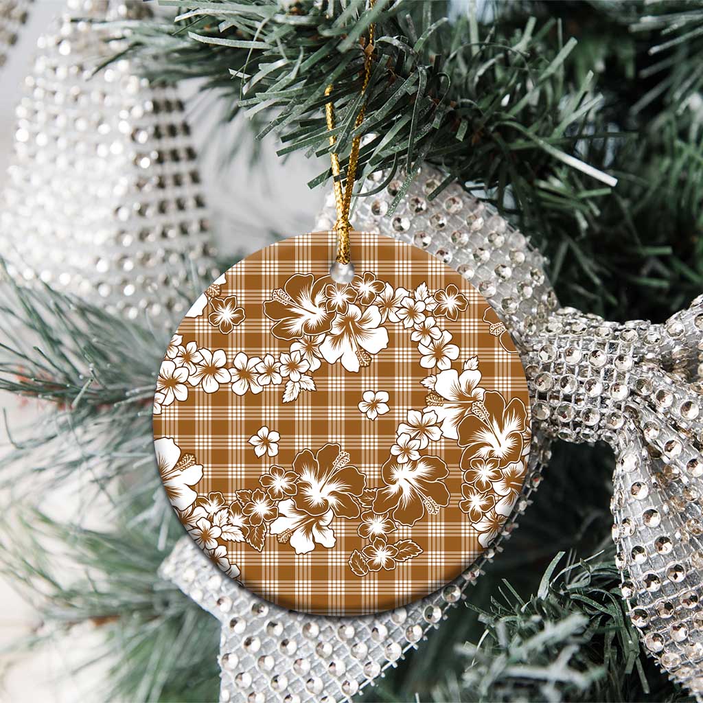 Hibiscus Pakala Bronze Brown Ceramic Ornament Tropical Floral Stylized LT01 - Polynesian Pride