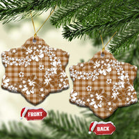 Hibiscus Pakala Bronze Brown Ceramic Ornament Tropical Floral Stylized LT01 Snow Flake Brown - Polynesian Pride