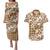Hibiscus Pakala Bronze Brown Couples Matching Puletasi and Hawaiian Shirt Tropical Floral Stylized - Polynesian Pride