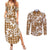 Hibiscus Pakala Bronze Brown Couples Matching Summer Maxi Dress and Long Sleeve Button Shirt Tropical Floral Stylized - Polynesian Pride