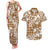 Hibiscus Pakala Bronze Brown Couples Matching Tank Maxi Dress and Hawaiian Shirt Tropical Floral Stylized - Polynesian Pride