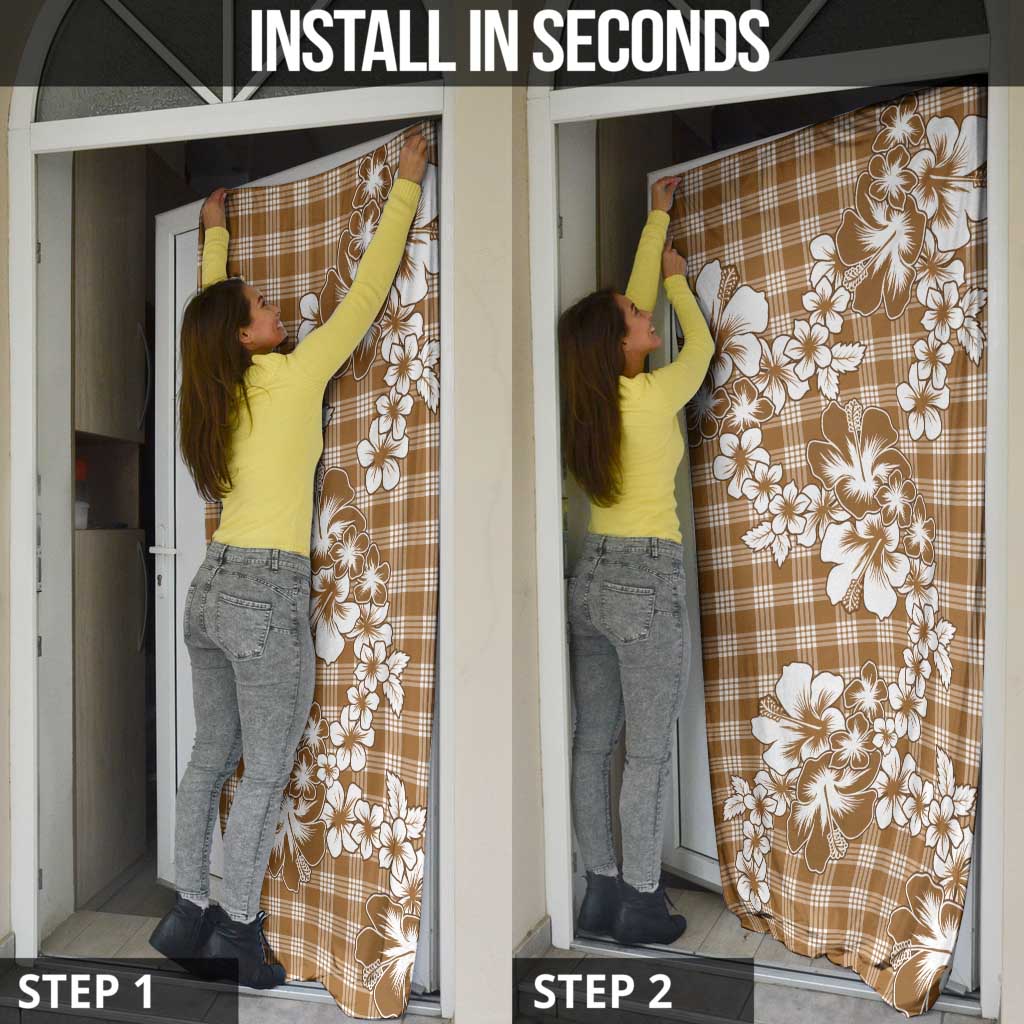 Hibiscus Pakala Bronze Brown Door Cover Tropical Floral Stylized - Polynesian Pride