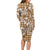 Hibiscus Pakala Bronze Brown Family Matching Long Sleeve Bodycon Dress and Hawaiian Shirt Tropical Floral Stylized - Polynesian Pride