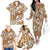 Hibiscus Pakala Bronze Brown Family Matching Off The Shoulder Long Sleeve Dress and Hawaiian Shirt Tropical Floral Stylized - Polynesian Pride
