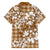 Hibiscus Pakala Bronze Brown Family Matching Off The Shoulder Long Sleeve Dress and Hawaiian Shirt Tropical Floral Stylized - Polynesian Pride