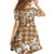 Hibiscus Pakala Bronze Brown Family Matching Off Shoulder Maxi Dress and Hawaiian Shirt Tropical Floral Stylized - Polynesian Pride