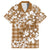 Hibiscus Pakala Bronze Brown Family Matching Off Shoulder Short Dress and Hawaiian Shirt Tropical Floral Stylized - Polynesian Pride
