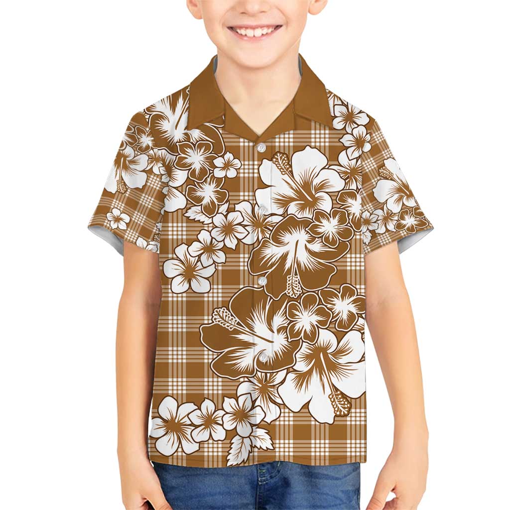 Hibiscus Pakala Bronze Brown Family Matching Puletasi and Hawaiian Shirt Tropical Floral Stylized - Polynesian Pride