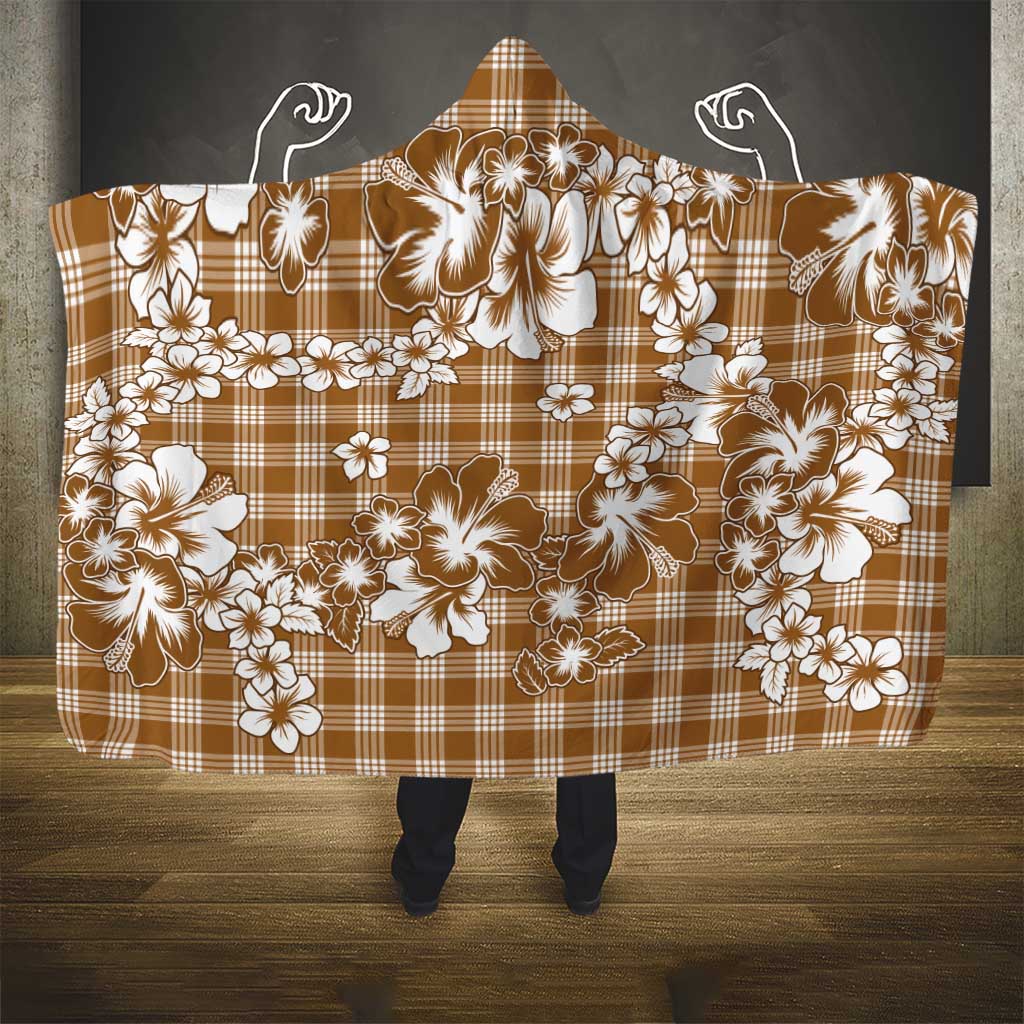 Hibiscus Pakala Bronze Brown Hooded Blanket Tropical Floral Stylized - Polynesian Pride