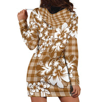 Hibiscus Pakala Bronze Brown Hoodie Dress Tropical Floral Stylized - Polynesian Pride
