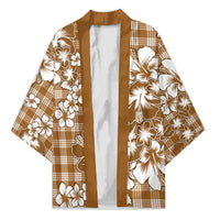 Hibiscus Pakala Bronze Brown Kimono Tropical Floral Stylized - Polynesian Pride