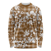 Hibiscus Pakala Bronze Brown Long Sleeve Shirt Tropical Floral Stylized - Polynesian Pride