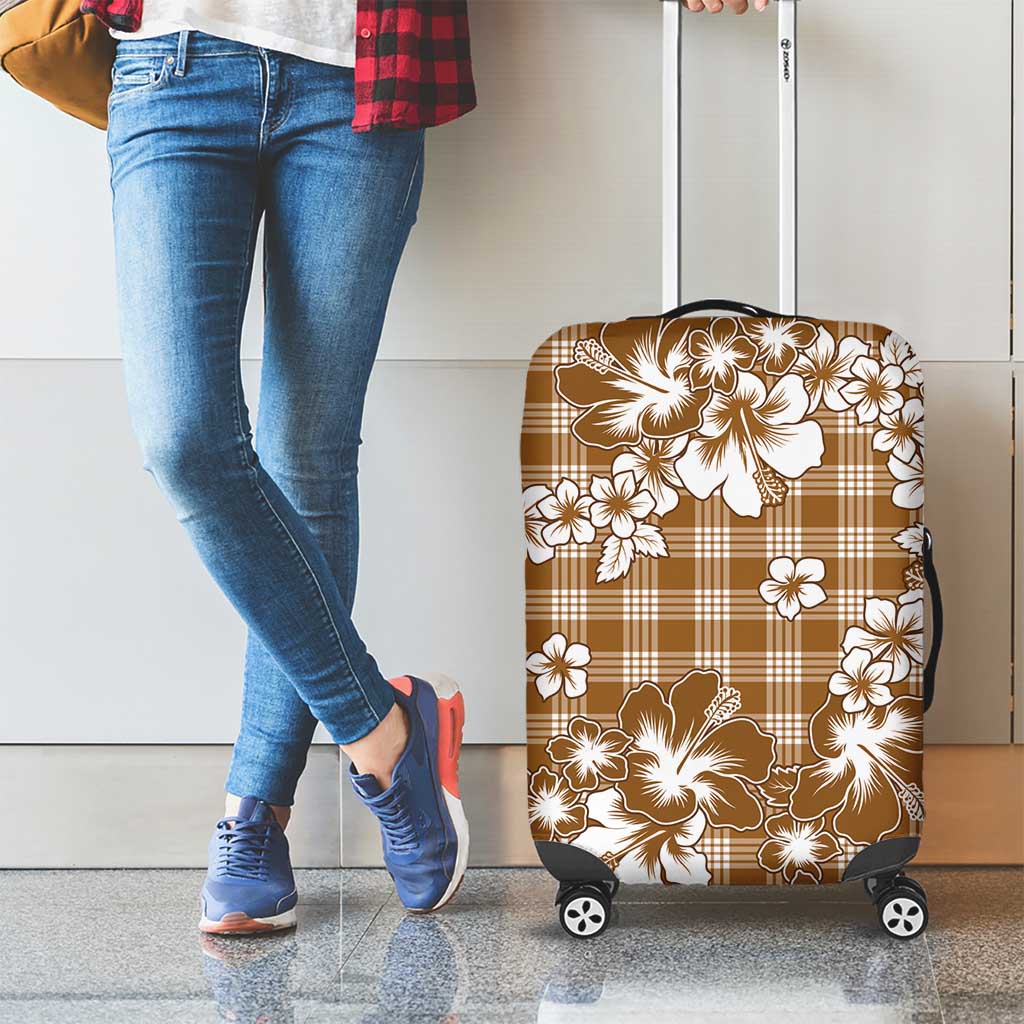 Hibiscus Pakala Bronze Brown Luggage Cover Tropical Floral Stylized - Polynesian Pride