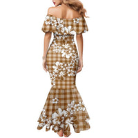 Hibiscus Pakala Bronze Brown Mermaid Dress Tropical Floral Stylized - Polynesian Pride