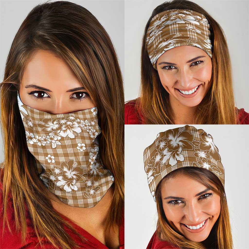 Hibiscus Pakala Bronze Brown Neck Gaiter Tropical Floral Stylized - Polynesian Pride