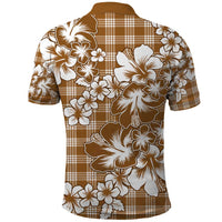Hibiscus Pakala Bronze Brown Polo Shirt Tropical Floral Stylized - Polynesian Pride