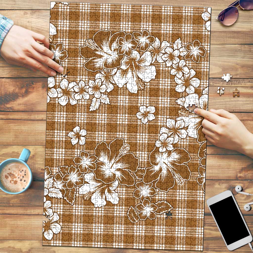 Hibiscus Pakala Bronze Brown Puzzle Tropical Floral Stylized - Polynesian Pride