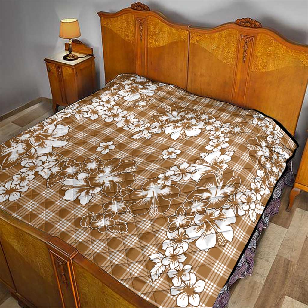 Hibiscus Pakala Bronze Brown Quilt Tropical Floral Stylized - Polynesian Pride