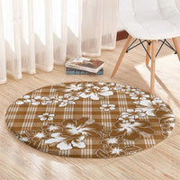 Hibiscus Pakala Bronze Brown Round Carpet Tropical Floral Stylized - Polynesian Pride