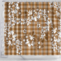 Hibiscus Pakala Bronze Brown Shower Curtain Tropical Floral Stylized - Polynesian Pride