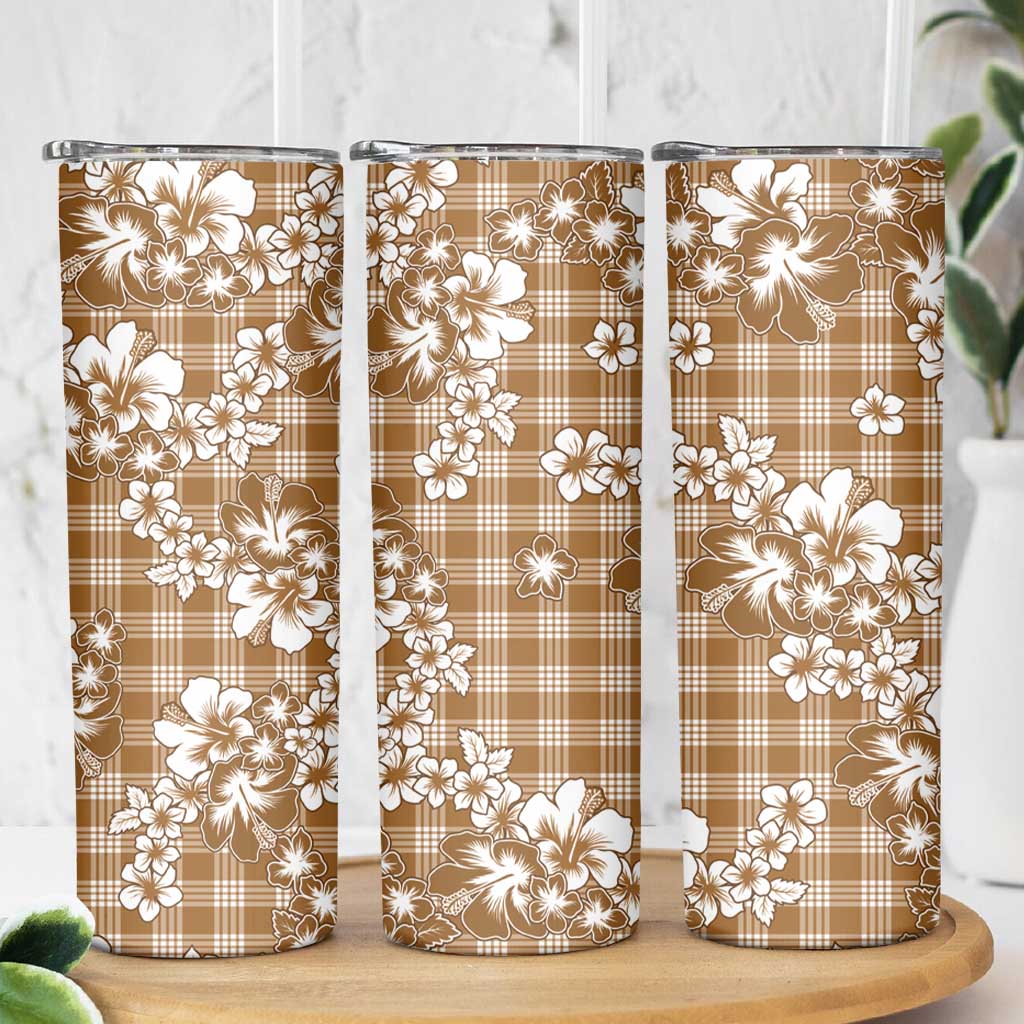 Hibiscus Pakala Bronze Brown Skinny Tumbler Tropical Floral Stylized - Polynesian Pride