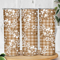 Hibiscus Pakala Bronze Brown Skinny Tumbler Tropical Floral Stylized - Polynesian Pride