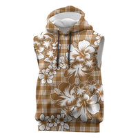 Hibiscus Pakala Bronze Brown Sleeveless Hoodie Tropical Floral Stylized - Polynesian Pride