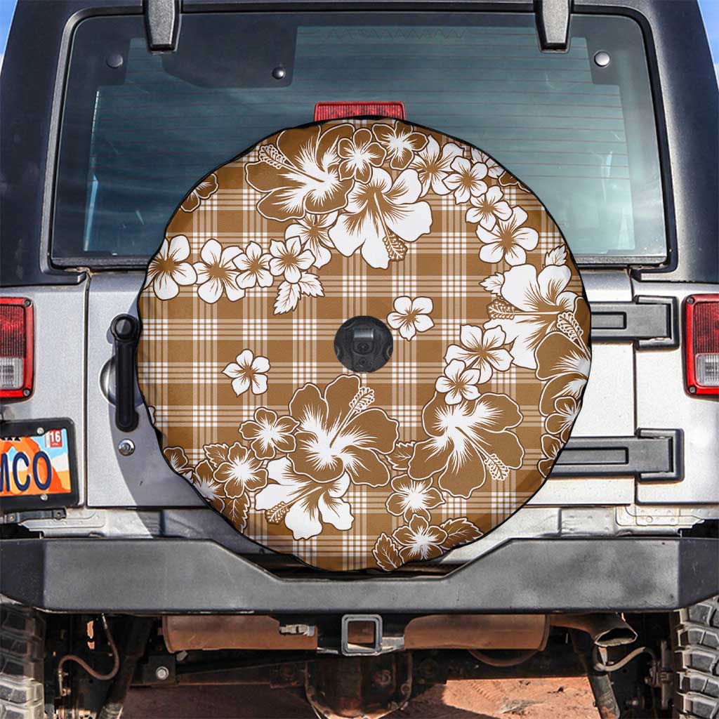 Hibiscus Pakala Bronze Brown Spare Tire Cover Tropical Floral Stylized - Polynesian Pride
