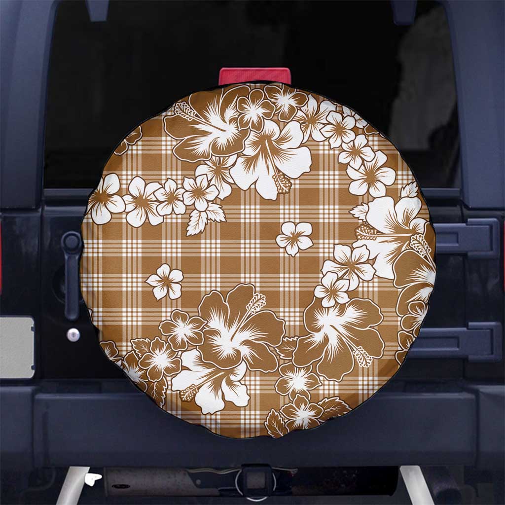 Hibiscus Pakala Bronze Brown Spare Tire Cover Tropical Floral Stylized - Polynesian Pride