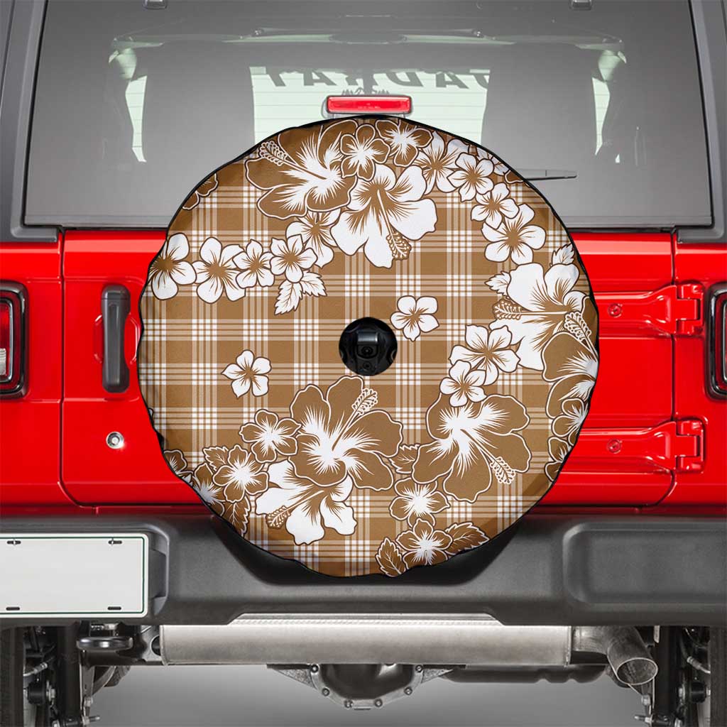 Hibiscus Pakala Bronze Brown Spare Tire Cover Tropical Floral Stylized - Polynesian Pride