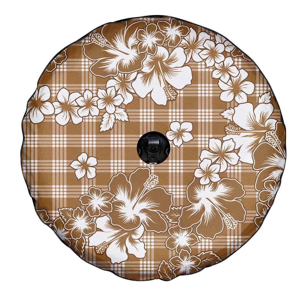 Hibiscus Pakala Bronze Brown Spare Tire Cover Tropical Floral Stylized - Polynesian Pride
