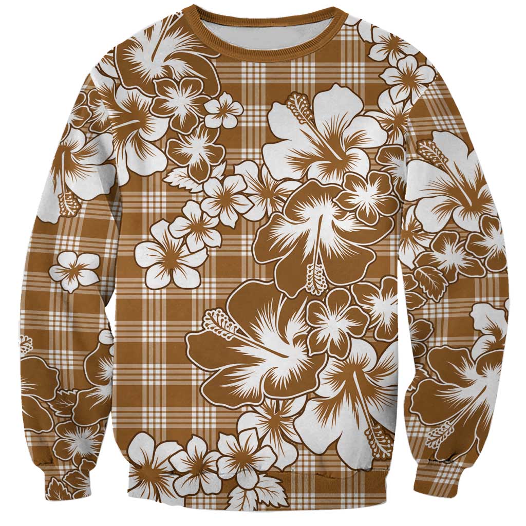 Hibiscus Pakala Bronze Brown Sweatshirt Tropical Floral Stylized - Polynesian Pride
