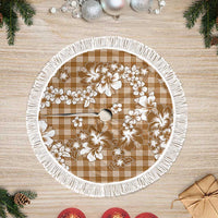 Hibiscus Pakala Bronze Brown Tree Skirt Tropical Floral Stylized LT01 Fringed Brown - Polynesian Pride
