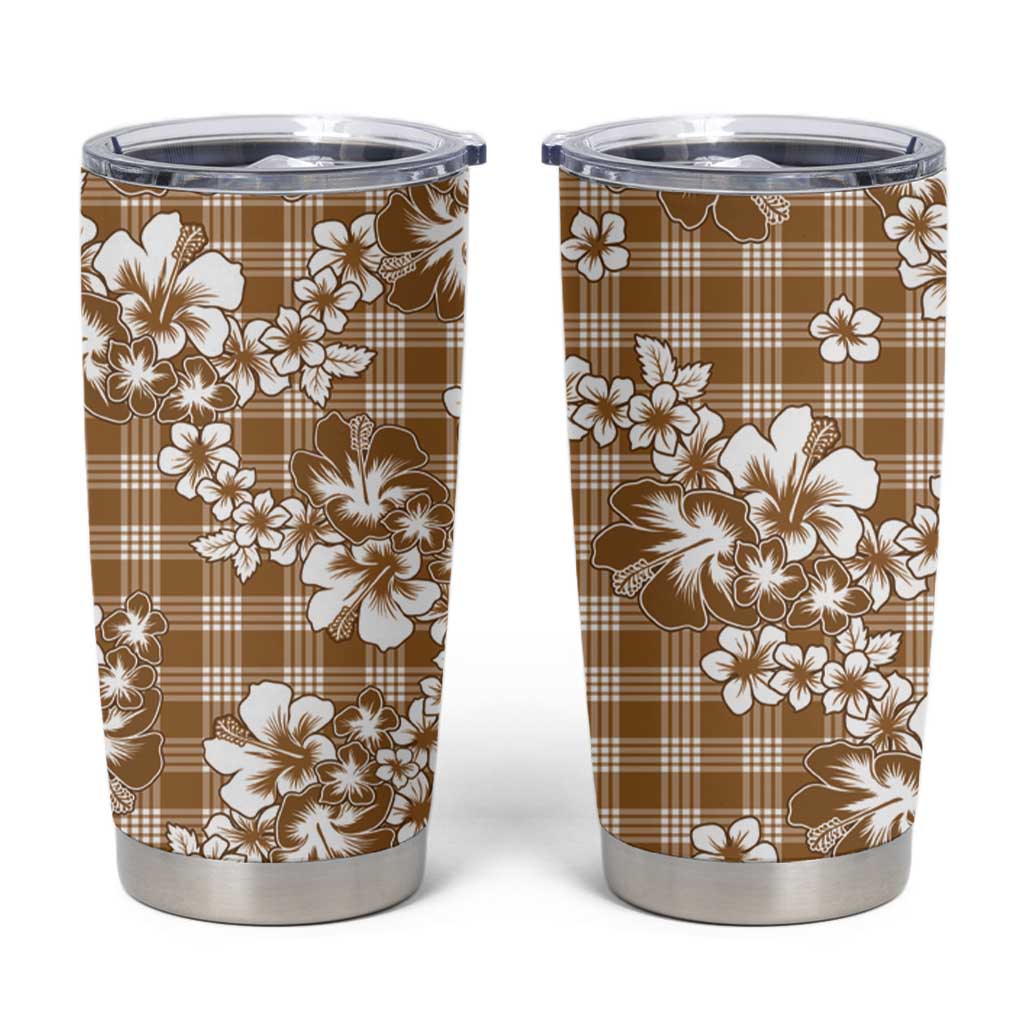 Hibiscus Pakala Bronze Brown Tumbler Cup Tropical Floral Stylized - Polynesian Pride