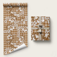 Hibiscus Pakala Bronze Brown Wrapping Paper Tropical Floral Stylized LT01 58" × 23" Brown - Polynesian Pride