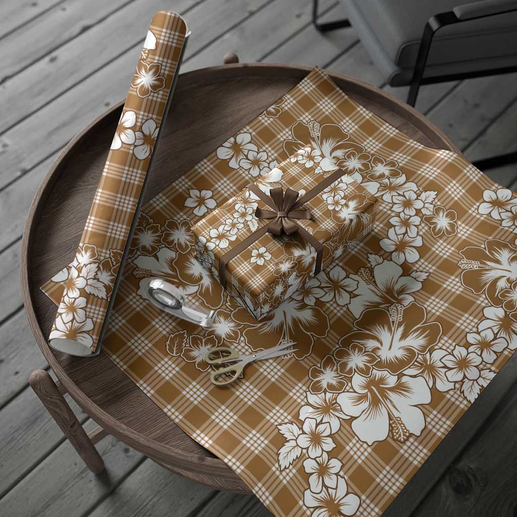 Hibiscus Pakala Bronze Brown Wrapping Paper Tropical Floral Stylized LT01 - Polynesian Pride