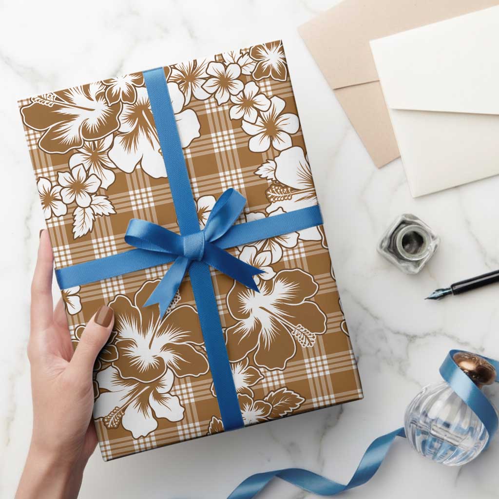 Hibiscus Pakala Bronze Brown Wrapping Paper Tropical Floral Stylized LT01 - Polynesian Pride