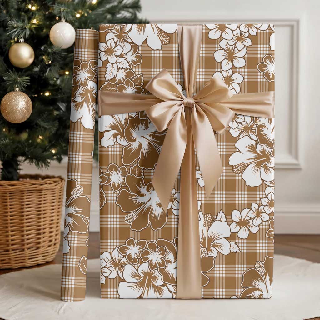 Hibiscus Pakala Bronze Brown Wrapping Paper Tropical Floral Stylized LT01 - Polynesian Pride