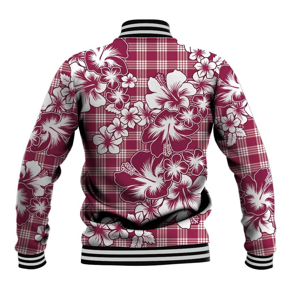 Hibiscus Pakala Royal Magenta Baseball Jacket Tropical Floral Stylized - Polynesian Pride