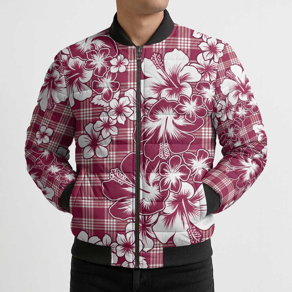 Hibiscus Pakala Royal Magenta Bomber Puffer Jacket Tropical Floral Stylized - Polynesian Pride