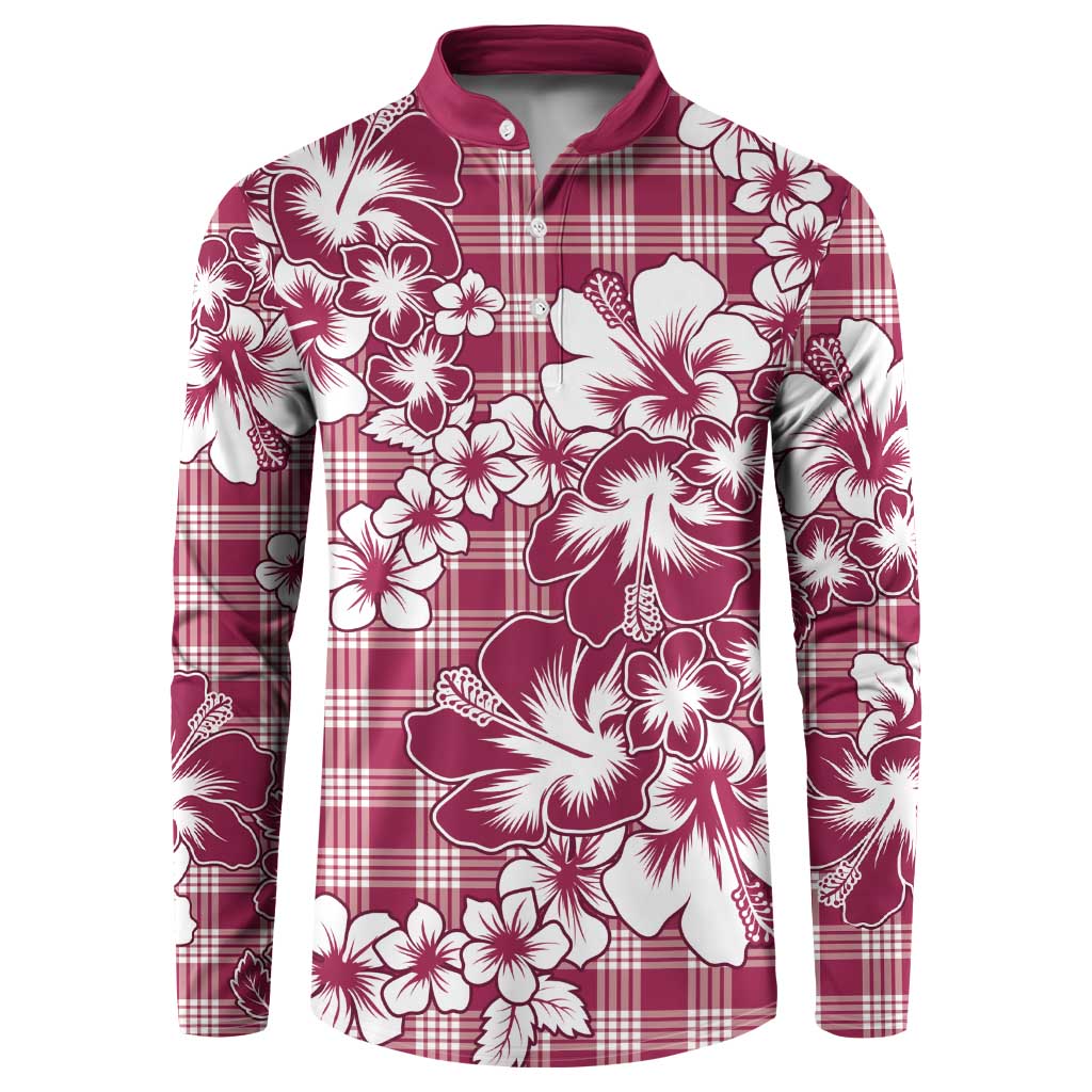 Hibiscus Pakala Royal Magenta Button Sweatshirt Tropical Floral Stylized - Polynesian Pride