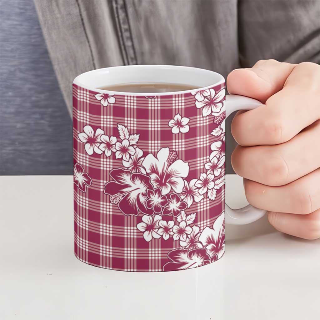 Hibiscus Pakala Royal Magenta Ceramic Mug Tropical Floral Stylized - Polynesian Pride