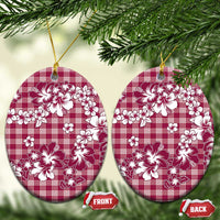 Hibiscus Pakala Royal Magenta Ceramic Ornament Tropical Floral Stylized LT01 Oval Magenta - Polynesian Pride