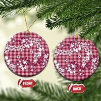 Hibiscus Pakala Royal Magenta Ceramic Ornament Tropical Floral Stylized LT01 Circle Magenta - Polynesian Pride
