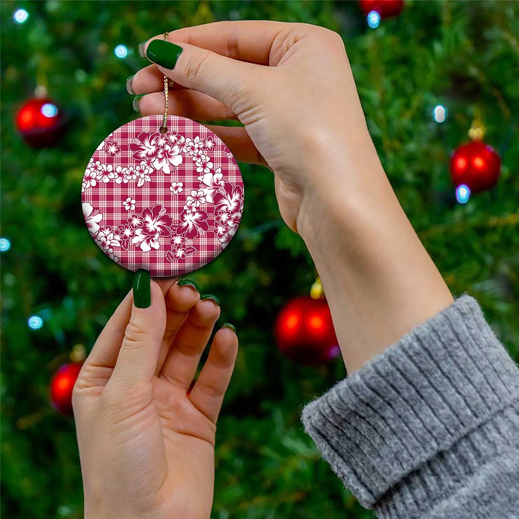 Hibiscus Pakala Royal Magenta Ceramic Ornament Tropical Floral Stylized LT01 - Polynesian Pride