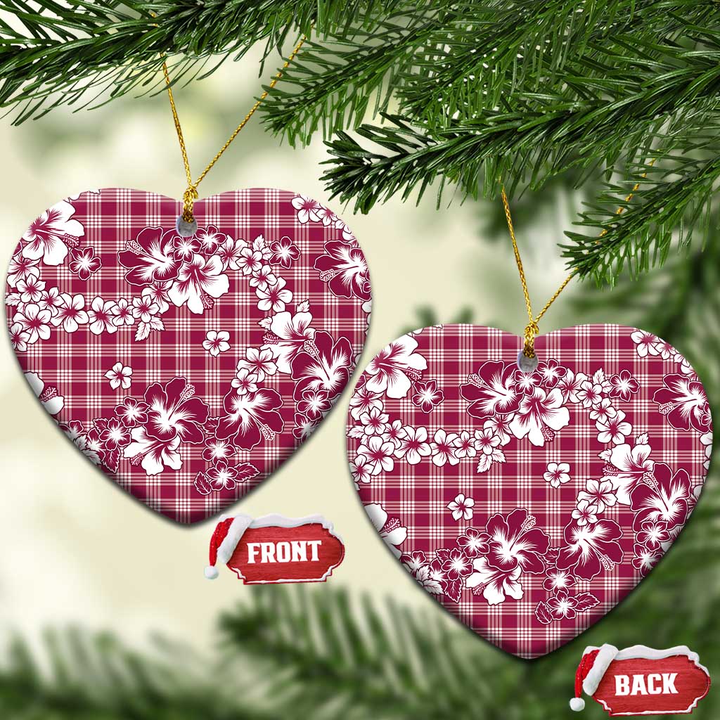 Hibiscus Pakala Royal Magenta Ceramic Ornament Tropical Floral Stylized LT01 Heart Magenta - Polynesian Pride