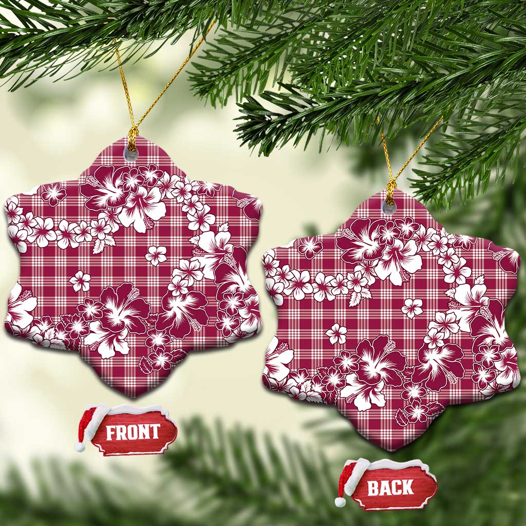 Hibiscus Pakala Royal Magenta Ceramic Ornament Tropical Floral Stylized LT01 Snow Flake Magenta - Polynesian Pride