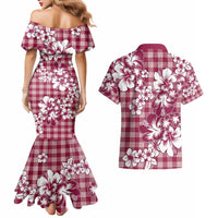 Hibiscus Pakala Royal Magenta Couples Matching Mermaid Dress and Hawaiian Shirt Tropical Floral Stylized - Polynesian Pride