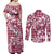 Hibiscus Pakala Royal Magenta Couples Matching Off Shoulder Maxi Dress and Long Sleeve Button Shirt Tropical Floral Stylized - Polynesian Pride