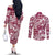 Hibiscus Pakala Royal Magenta Couples Matching Off The Shoulder Long Sleeve Dress and Long Sleeve Button Shirt Tropical Floral Stylized - Polynesian Pride